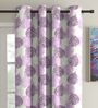 Purple Floral Polyester 5Ft Semisheer Eyelet Window Curtains (Set Of 2)