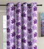 Purple Floral Polyester 5Ft Semisheer Eyelet Window Curtains (Set Of 2)