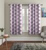 Purple Floral Polyester 5Ft Semisheer Eyelet Window Curtains (Set Of 2)
