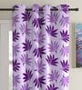 Purple Floral Polyester 7Ft Semisheer Eyelet Door Curtains (Set Of 2)