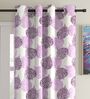 Purple Floral Polyester 9Ft Semisheer Eyelet Door Curtains (Set Of 2)
