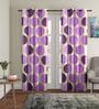 Purple Floral Polyester 9Ft Semisheer Eyelet Door Curtains (Set Of 2)