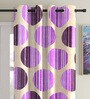 Purple Floral Polyester 9Ft Semisheer Eyelet Door Curtains (Set Of 2)