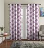 Purple Floral Polyester 9Ft Semisheer Eyelet Door Curtains (Set Of 2)