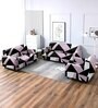 Purple Geometric Polyester (3 seater) Sofa Cover & (Pack of 2) Single Seater Sofa Cover