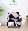 Purple Geometric Polyester 1 Seater Elastic Stretchable Sofa Cover