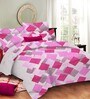 Purple Geometric 136 TC 100% Cotton Queen Sized Bed Sheets with 2 Pillow Covers
