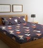 Purple Geometric 300 TC Cotton Blend Double Bedsheet with 2 Pillow covers