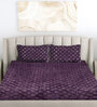 Purple Geometric 300 TC Woollen Fitted Double Bedsheet with 2 Pillow Covers