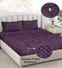 Purple Geometric 300 TC Woollen Fitted Double Bedsheet with 2 Pillow Covers