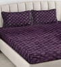 Purple Geometric 300 TC Woollen Fitted Double Bedsheet with 2 Pillow Covers