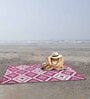 Purple Geometrical Polyproylene 4 ft x 6 ft Machine Made Picnic  Mats