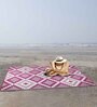 Purple Geometrical Polyproylene 6 ft x 9 ft Machine Made Picnic  Mats
