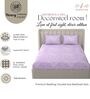 Purple Glace Cotton Floral Print Elastic Fitted King Bedsheet With 2 Pillow Covers