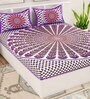 Purple Traditional 120 TC Cotton Queen Sized Bedsheet with 2 Pillow Cover