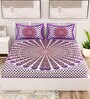 Purple Traditional 120 TC Cotton Queen Sized Bedsheet with 2 Pillow Cover