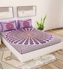 Purple Traditional 120 TC Cotton Queen Sized Bedsheet with 2 Pillow Cover