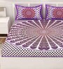 Purple Traditional 120 TC Cotton Queen Sized Bedsheet with 2 Pillow Cover