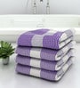 Purple Stripes  210 GSM 100% Cotton Bath Towel (Set of 4)
