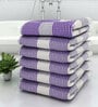 Purple Stripes  210 GSM 100% Cotton Bath Towel (Set of 6)