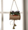 Purple Plastic Artificial Bonsai in Jute Duffle with Bells