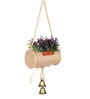 Purple Plastic Artificial Bonsai in Jute Duffle with Bells