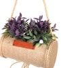 Purple Plastic Artificial Bonsai in Jute Duffle with Bells