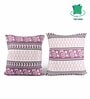 Purple Polycotton Floral 16x16 inches Cushion Covers (Pack of 5)