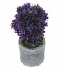 Polyester Purple Bonsai With Grey Resin Pot Artificial Plants