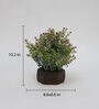 Purple Polyester Bahubali Leaves And Small Flowers Artificial Plant With Wooden Pot