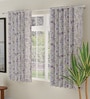 Purple Polyester Floral 5ft Room Darkening Eyelet Window Curtains (2 Pc)