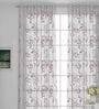 Purple Polyester Floral 7ft Sheer Eyelet 1 Pc Door Curtain