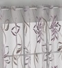 Purple Polyester Floral 7ft Sheer Eyelet 1 Pc Door Curtain