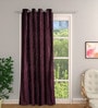 Purple Polyester Floral Light Filtering Eyelet 9 Feet Door Curtain