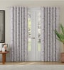 Purple Polyester Floral 9ft Room Darkening Eyelet Long Door Curtains (2 Pc)