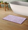 Purple Polyester Striped 60x40 cm Bath Mat