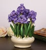 Purple Flower Bunch & White Pebbles Artificial Plant with Ceramic Pot