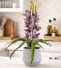 Purple Pu Foam Velvet Orchid Elegance Pot With Flower