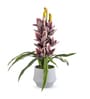 Purple Pu Foam Velvet Orchid Elegance Pot With Flower