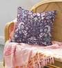 Purple Floral Satin 16 x 16 Inches Cushion Cover