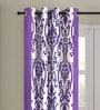 Purple Floral Polyester 9 Ft Semisheer Eyelet Door Curtains (Set of 2)