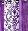 Purple Floral Polyester 9 Ft Semisheer Eyelet Door Curtains (Set of 2)