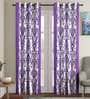 Purple Floral Polyester 9 Ft Semisheer Eyelet Door Curtains (Set of 2)