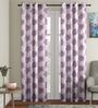 Purple Floral Polyester 9 Ft Semisheer Eyelet Door Curtains (Set of 2)
