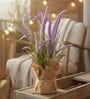 Purple Silk Plastic And Jute Artificial Foxtail Grass Arrangement Flower Bunch With Jute Wrap