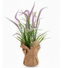 Purple Silk Plastic And Jute Artificial Foxtail Grass Arrangement Flower Bunch With Jute Wrap