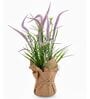 Purple Silk Plastic And Jute Artificial Foxtail Grass Arrangement Flower Bunch With Jute Wrap