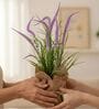 Purple Silk Plastic And Jute Artificial Foxtail Grass Arrangement Flower Bunch With Jute Wrap