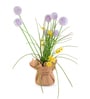 Purple Silk Plastic And Jute Chic Artificial Dandelion Arrangement Flower Bunch With Jute Wrap