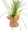 Purple Silk Plastic And Jute Chic Artificial Dandelion Arrangement Flower Bunch With Jute Wrap